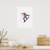 Snowboard in Aquarell Poster (Küche)