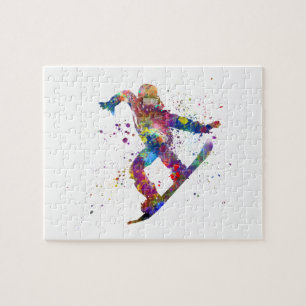 Snowboard in Aquarell Puzzle