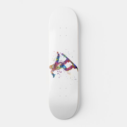 Snowboard in Aquarell Skateboard (Vorderseite)