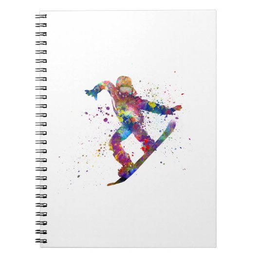Snowboard in watercolor notizblock (Vorderseite)