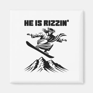 Snowboard Jesus Christ Snowboarden Rizzins Schnee  Magnet