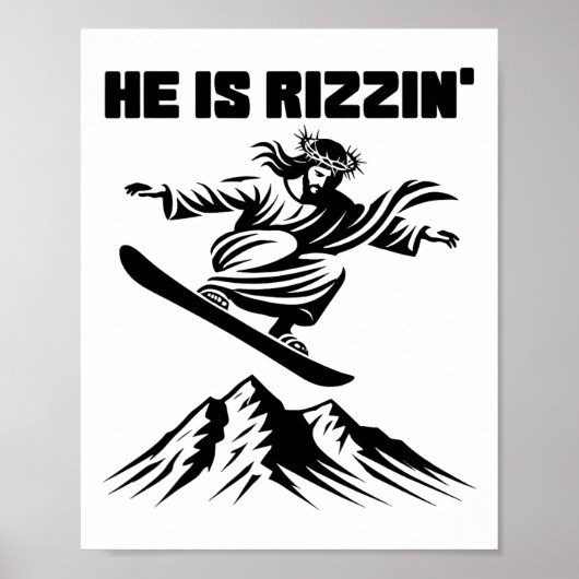Snowboard Jesus Christ Snowboarden Rizzins Schnee Poster (Vorne)