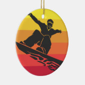 Snowboard Jump Retro Keramik Ornament (Rechts)