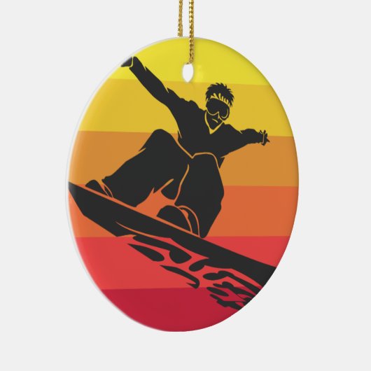 Snowboard Jump Retro Keramik Ornament (Rechts)