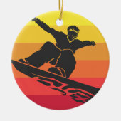 Snowboard Jump Retro Keramik Ornament (Vorne)