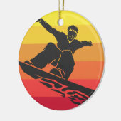 Snowboard Jump Retro Keramik Ornament (Links)