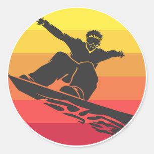 Snowboard Jump Retro Runder Aufkleber