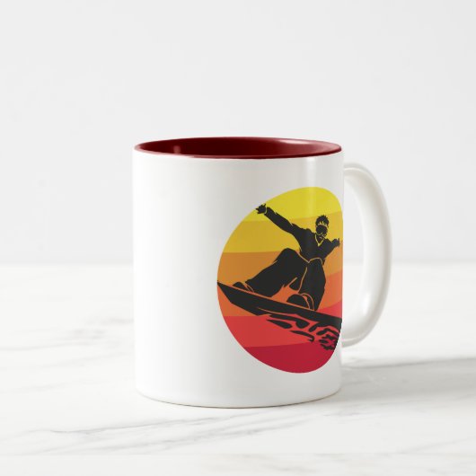 Snowboard Jump Retro Zweifarbige Tasse (VorderseiteRechts)