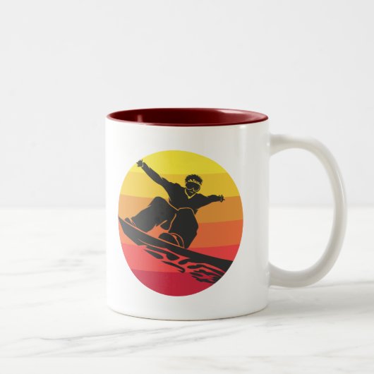 Snowboard Jump Retro Zweifarbige Tasse (Rechts)