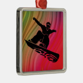 Snowboard Jump Silbernes Ornament (Rechts)