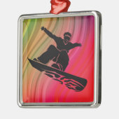 Snowboard Jump Silbernes Ornament (Links)