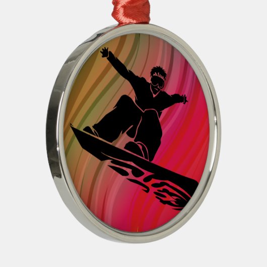 Snowboard Jump Silbernes Ornament (Rechts)