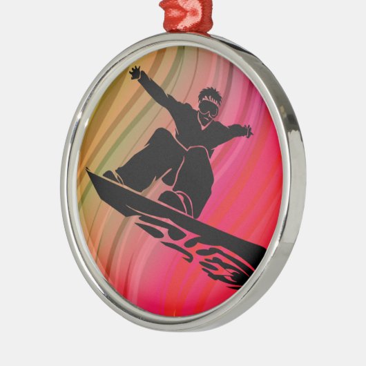 Snowboard Jump Silbernes Ornament (Links)