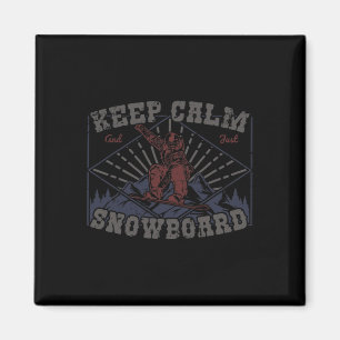 Snowboard Keep Calm Vintage Retro Snowbaording Sie Magnet