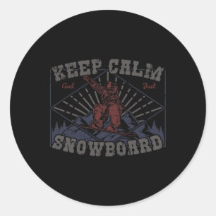 Snowboard Keep Calm Vintage Retro Snowboarden Wint Runder Aufkleber