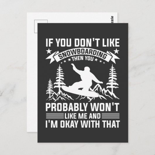 Snowboard-lustige Sprüche für Liebhaber Postkarte (Vorne/Hinten)