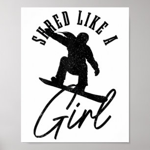Snowboard Mädchen Winter Vintage Snowboarden Snowb Poster
