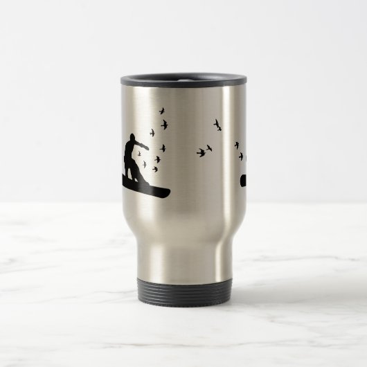 snowBOARD mit Vögeln Reisebecher (Mittel)