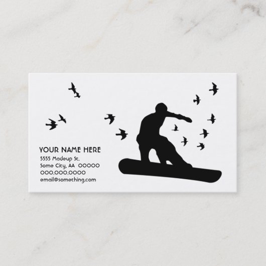 Snowboard mit Vögeln Visitenkarte (Vorderseite)