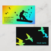 Snowboard mit Vögeln Visitenkarte (Vorne/Hinten)