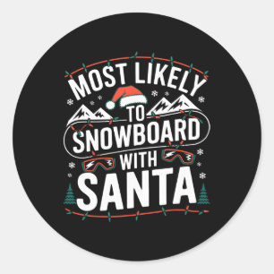 Snowboard mit Weihnachtsschnee - Sport L Runder Aufkleber