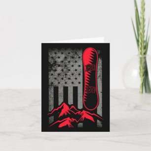 Snowboard Mountains American Flag Winter Sport Top Karte