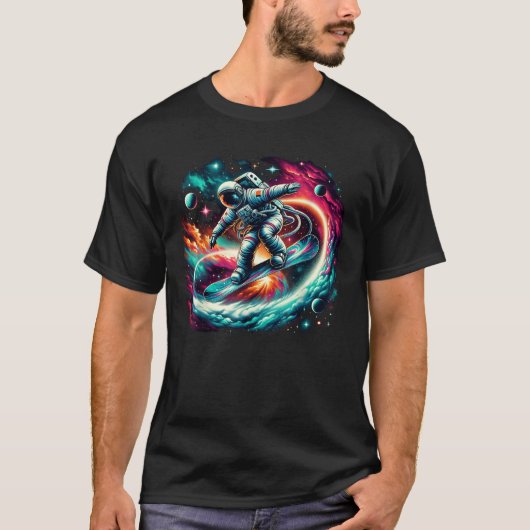 Snowboard on Snowboarder Astronaut Snowboarding T-Shirt (Vorderseite)