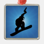 Snowboard Outlaw Silbernes Ornament (Vorne)