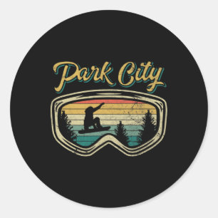 Snowboard Park Stadt Utah Störende Goggles Big Ai Runder Aufkleber