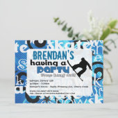 Snowboard-Party Einladung (Stehend Vorderseite)