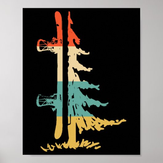 Snowboard Pine Tree Vintag Snowboarder Snowboardi Poster (Vorne)