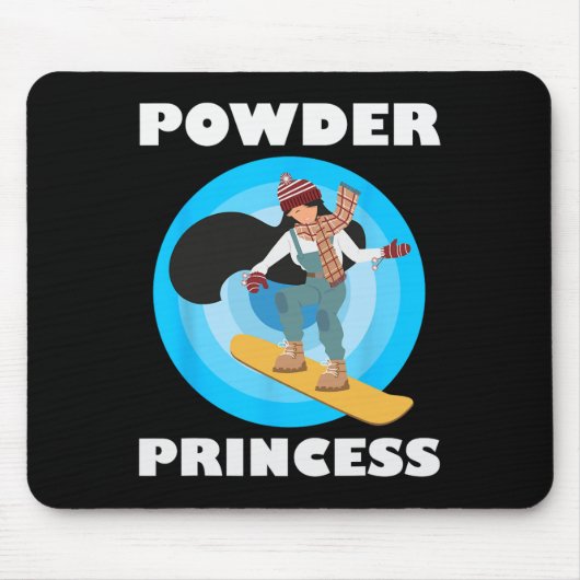 Snowboard Powder Prinzessin Funny Snowboard Girls Mousepad (Vorne)