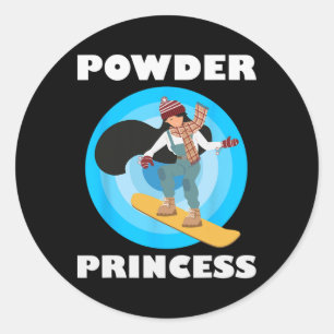 Snowboard Powder Prinzessin Funny Snowboard Girls Runder Aufkleber