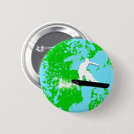 Snowboard. Pulverschnee. Button (Vorne & Hinten)