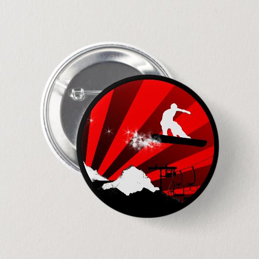 Snowboard. Pulverschnee. Button (Vorne & Hinten)