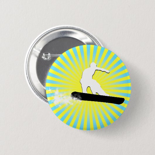 Snowboard. Pulverschnee. Button (Vorne & Hinten)
