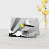 Snowboard. Pulverschnee. Karte (Gelbe Blume)