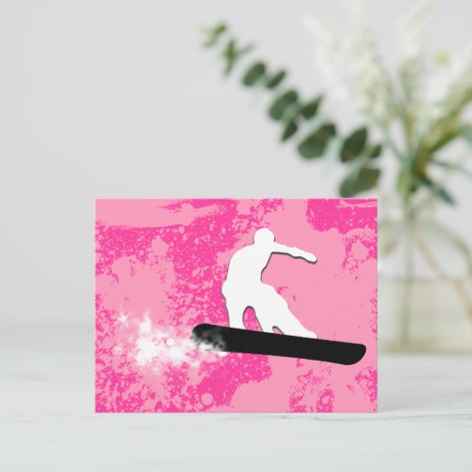 Snowboard. Pulverschnee. Postkarte (Stehend Vorderseite)