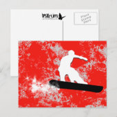 Snowboard. Pulverschnee. Postkarte (Vorne/Hinten)