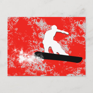 Snowboard. Pulverschnee. Postkarte