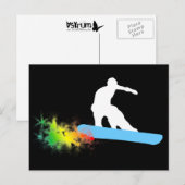 Snowboard. Pulverschnee. Postkarte (Vorne/Hinten)