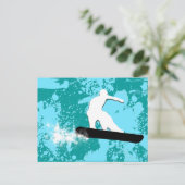 Snowboard. Pulverschnee. Postkarte (Stehend Vorderseite)