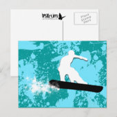 Snowboard. Pulverschnee. Postkarte (Vorne/Hinten)