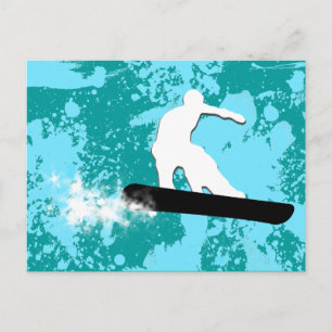 Snowboard. Pulverschnee. Postkarte