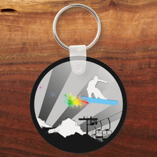 Snowboard. Pulverschnee. Schlüsselanhänger (Vorderseite)