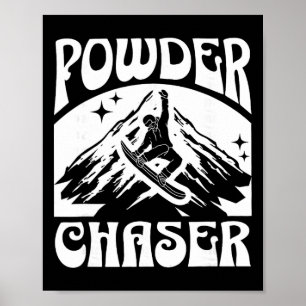 Snowboard-Pulverschneejäger-Skilift-Skifahrer-Wint Poster
