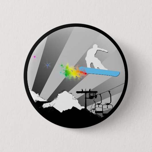 Snowboard. Pulverspur Button (Vorderseite)