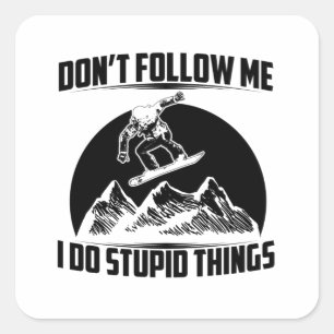 Snowboard-Redewendungen   Snowboarder Wintergesche Quadratischer Aufkleber