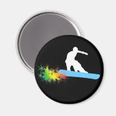 Snowboard. Regenbogen. Magnet (Vorderseite/Rückseite)