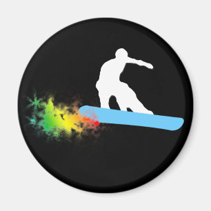 Snowboard. Regenbogen Magnet